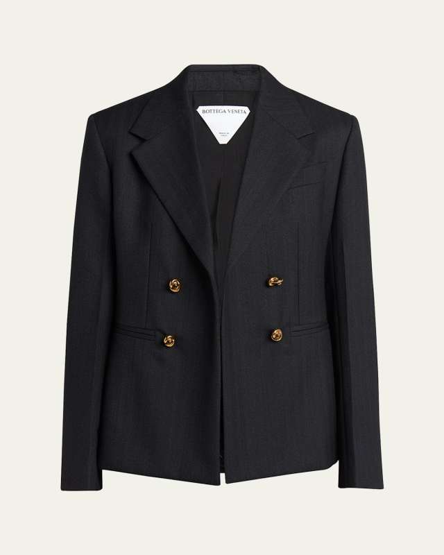 Subtle Stripe Knot Button Wool Jacket